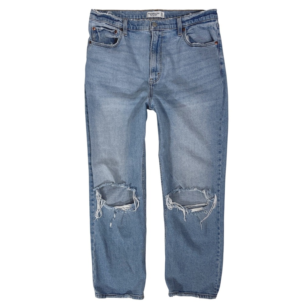 Abercrombie Ankle Straight Jeans 33 16 High Rise 90s Vibes Retro A&F Festival